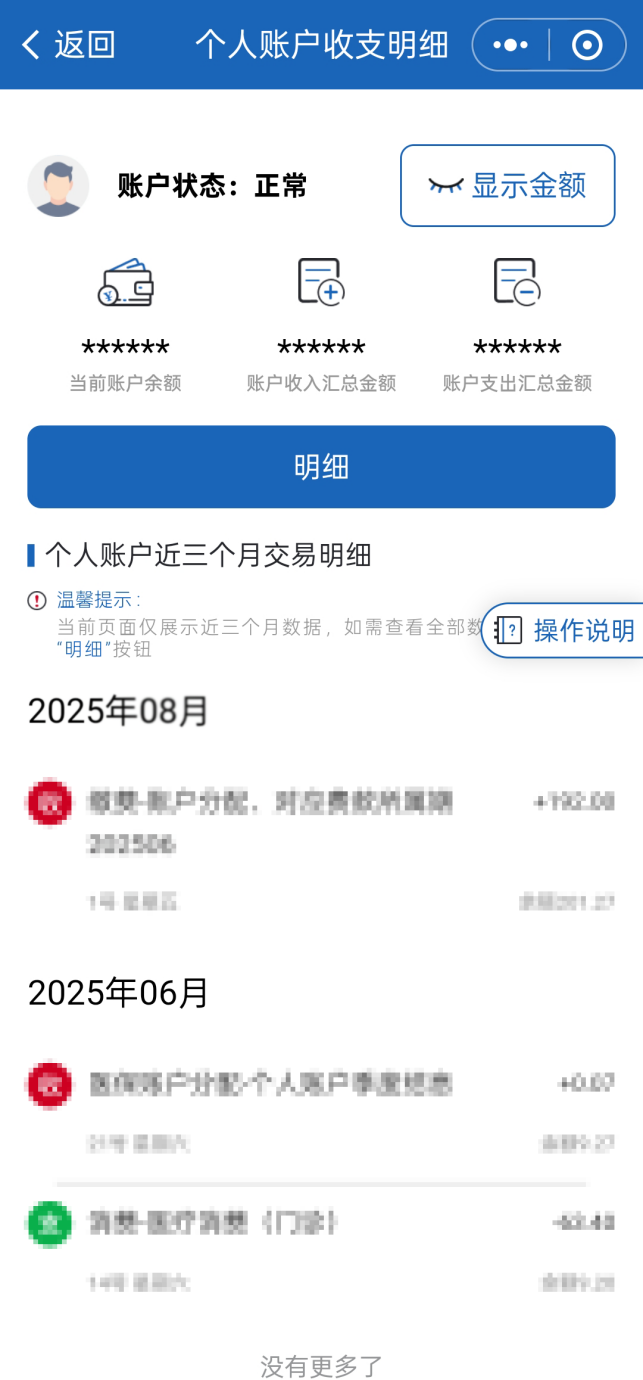如何查詢醫(yī)保個(gè)人賬戶收支明細(xì)？