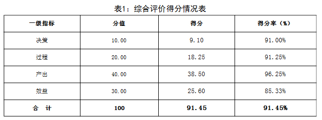 表1：綜合評(píng)價(jià)得分情況表