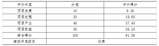 項(xiàng)目績(jī)效評(píng)價(jià)結(jié)論一覽表