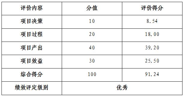 表4：項目整體績效評價結(jié)論一覽表