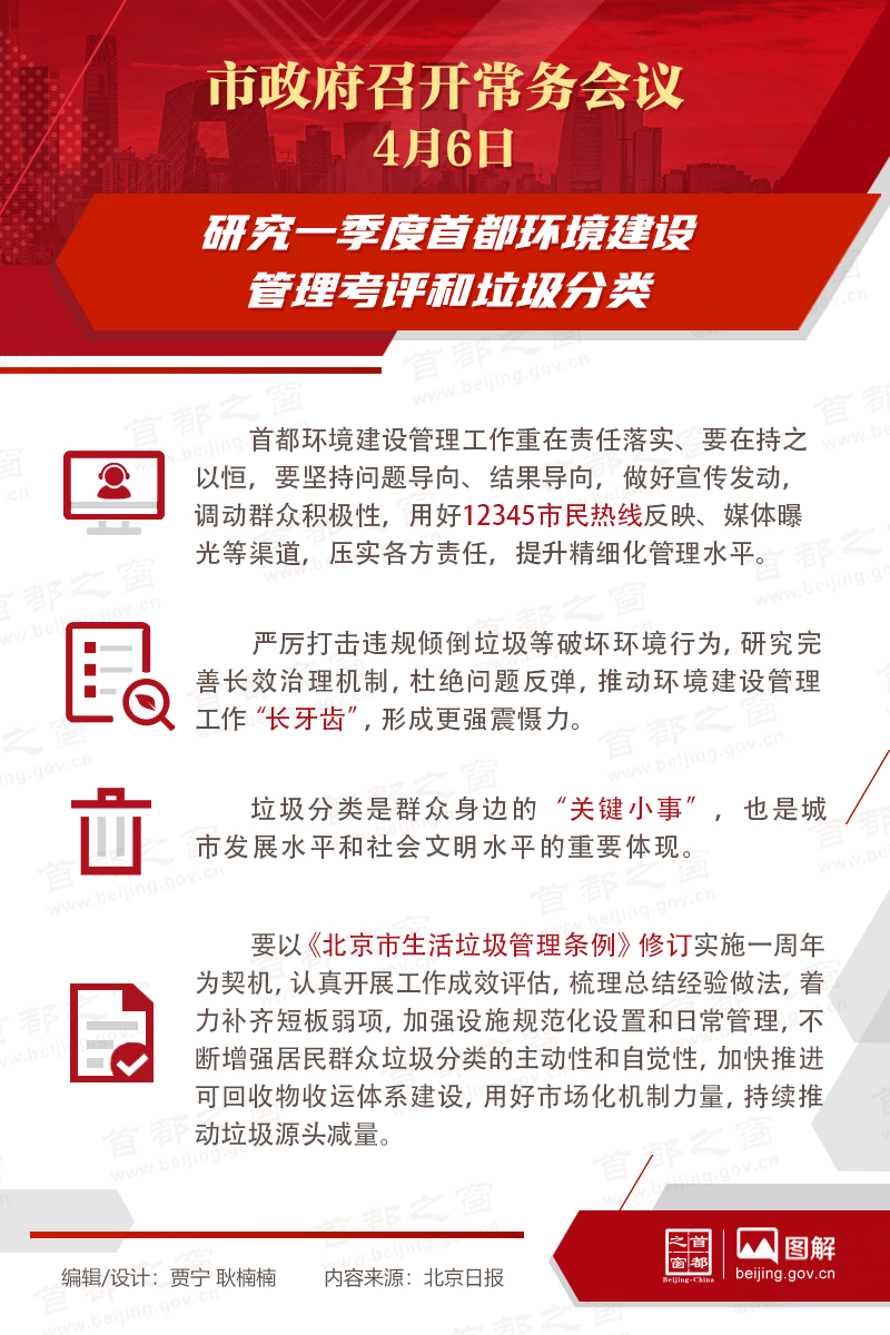 市政府常務(wù)會(huì)議：研究一季度首都環(huán)境建設(shè)管理考評(píng)和垃圾分類(lèi)