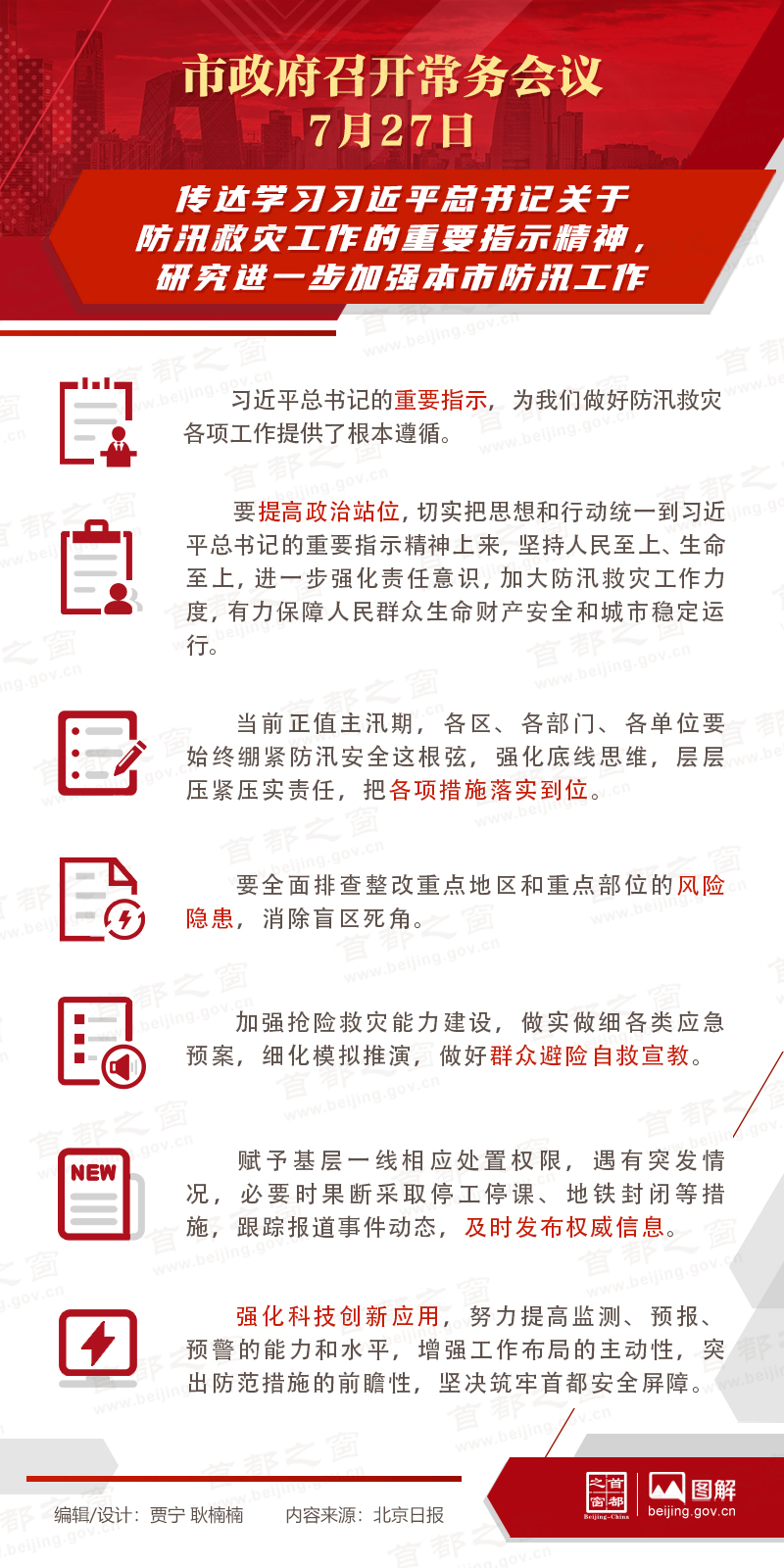 市政府常務會議：傳達學習習近平總書記關于防汛救災工作的重要指示精神，研究進一步加強本市防汛工作