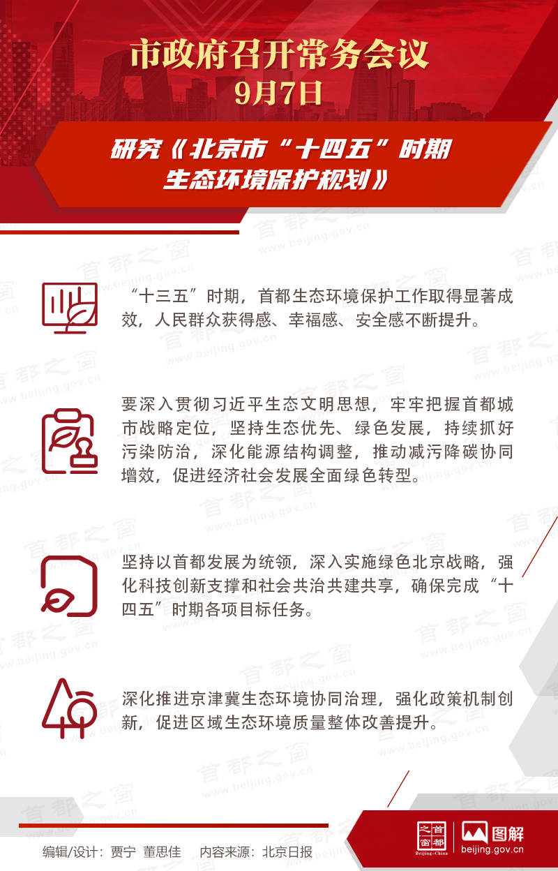 市政府常務(wù)會議：研究《北京市“十四五”時(shí)期生態(tài)環(huán)境保護(hù)規(guī)劃》