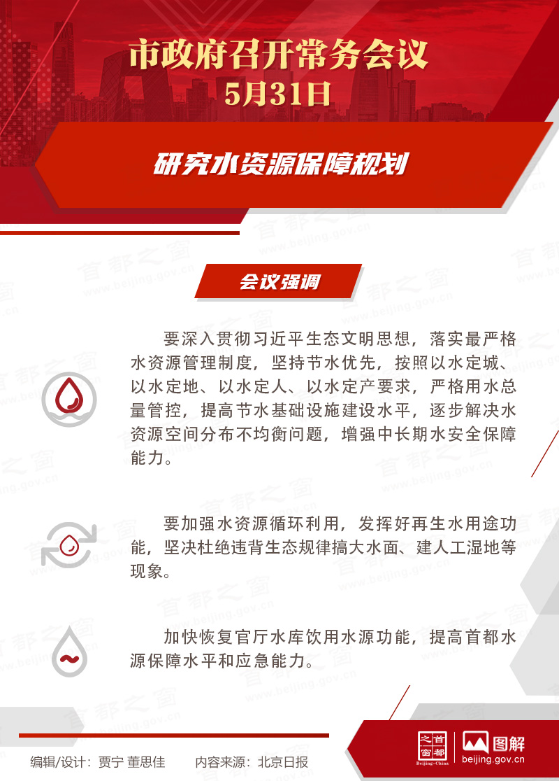 市政府常務(wù)會(huì)議：研究水資源保障規(guī)劃