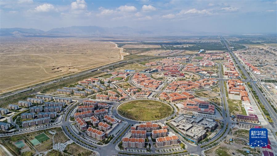 這是寧夏銀川市永寧縣閩寧鎮(zhèn)新鎮(zhèn)建設(shè)全景（2019年9月3日攝，無人機(jī)照片）。