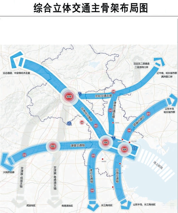 天津市綜合立體交通網(wǎng)主骨架布局圖。