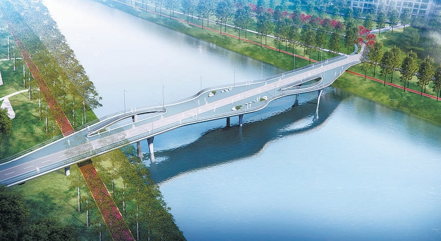 北京城市副中心步行和自行車系統(tǒng)示范段工程效果圖。