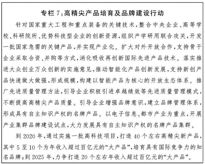 專欄7：高精尖產(chǎn)品培育及品牌建設(shè)行動(dòng)